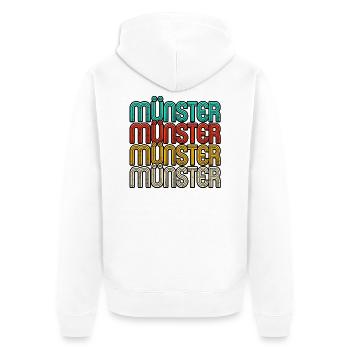 Neon Münster Quadro Print - Unisex Premium Bio Zip Hoodie - Weiß - Hinten - Thijin (182cm)