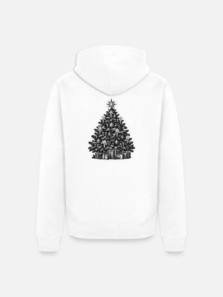 Monochromer Lichterbaum mit Geschenken - Unisex Premium Bio Zip Hoodie - Weiß