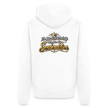 Ich bin die Sonderedition – Lustiger Spruch - Unisex Premium Bio Zip Hoodie - Weiß - Hinten - Thijin (182cm)