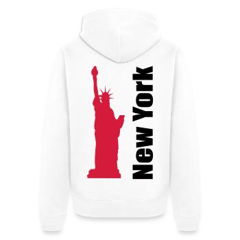 New York - Unisex Premium Bio Zip Hoodie - Weiß - Hinten - Thijin (182cm)