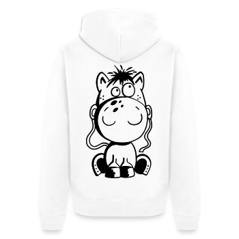 Kleines Pferd - Pony - Comic - Horse - Fun - Unisex Premium Bio Zip Hoodie - Weiß - Hinten - Thijin (182cm)