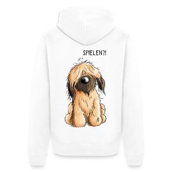 Verspielter kleiner Briard - Hund - Hunde - Gesche - Unisex Premium Bio Zip Hoodie - Weiß - Hinten - Thijin (182cm)