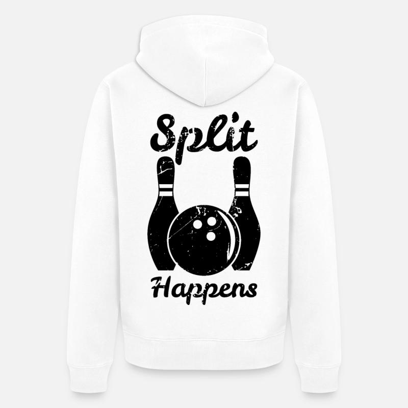 Jeu de mots de bowling - Veste à capuche bio Premium Unisexe - blanc