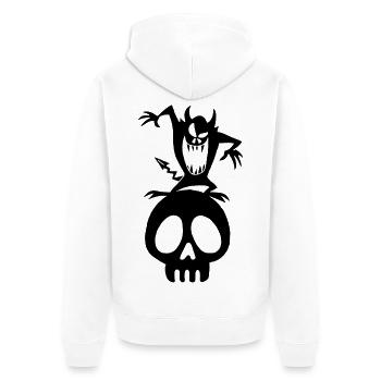 Skull and Black Demon - Unisex Premium Organic Zip Hoodie - white - Back - Thijin (182cm)
