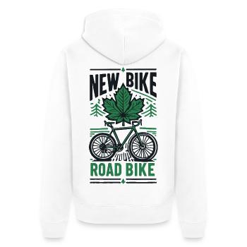 Cycking Gravel Bike Leaf Road Bike Design - Unisex Premium Organic Zip Hoodie - white - Back - Thijin (182cm)