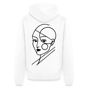 Black Geometric Human - Unisex Premium Organic Zip Hoodie - white - Back - Thijin (182cm)