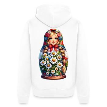 Matryoshka in Russian Matryoshka Doll Russian - Unisex Premium Organic Zip Hoodie - white - Back - Thijin (182cm)