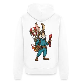 Rabbit Aviator Steampunk Heißluftballonflug - Unisex Premium Bio Zip Hoodie - Weiß - Hinten - Thijin (182cm)