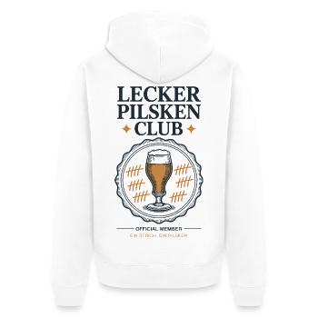 Bier Lecker Pilsken Club Ruhrpott Pils Bierchen - Unisex Premium Bio Zip Hoodie - Weiß - Hinten - Thijin (182cm)