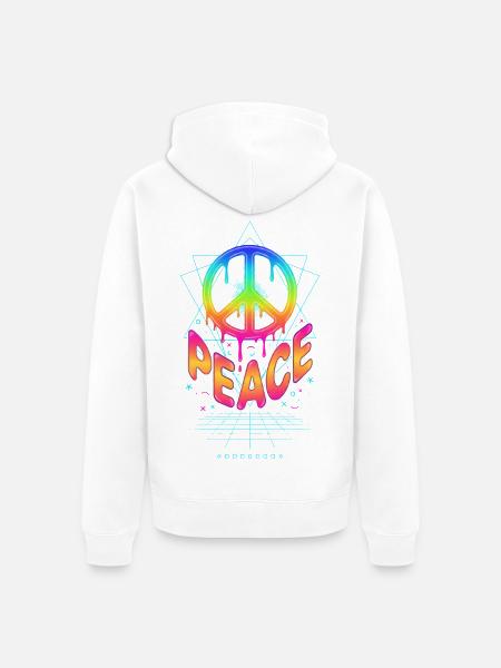 Psychedelisches Festival Peace Hippie Rave - Unisex Premium Bio Zip Hoodie - Weiß