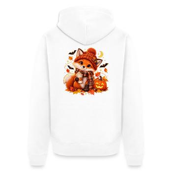 Halloween Herbstfuchs - Unisex Premium Bio Zip Hoodie - Weiß - Hinten - Thijin (182cm)