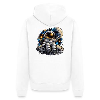 Astronaut auf Mondstein - Unisex Premium Bio Zip Hoodie - Weiß - Hinten - Thijin (182cm)