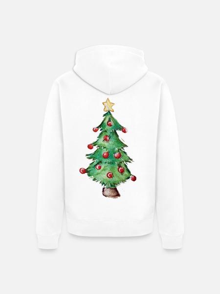 Aquarell-Weihnachtsbaum-Ornamente - Unisex Premium Bio Zip Hoodie - Weiß