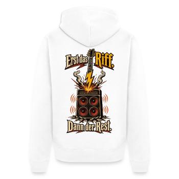 Rock Musik Metal Musik Gitarrenriff Gitarrist - Unisex Premium Bio Zip Hoodie - Weiß - Hinten - Thijin (182cm)