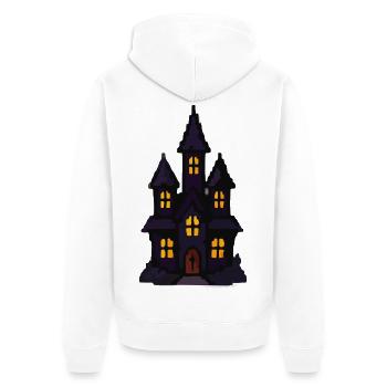 Spukschloss bei Nacht - Unisex Premium Bio Zip Hoodie - Weiß - Hinten - Thijin (182cm)
