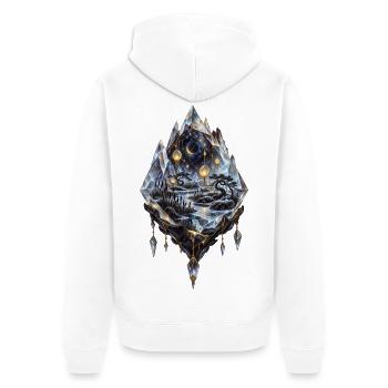 Sternenmoor im schwebenden Kristallterrarium - Unisex Premium Bio Zip Hoodie - Weiß - Hinten - Thijin (182cm)