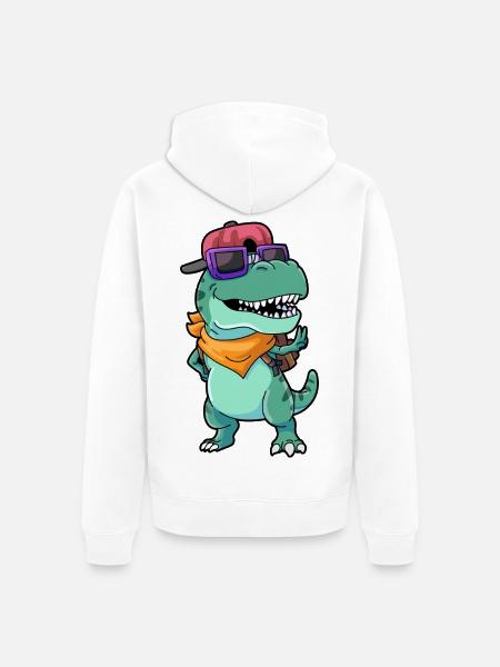 Schule Dino T Rex - Unisex Premium Bio Zip Hoodie - Weiß