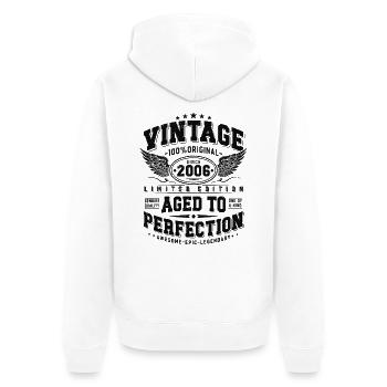 Jahrgang 2006 Vintage Retro Geburtstag Geschenk - Unisex Premium Bio Zip Hoodie - Weiß - Hinten - Thijin (182cm)
