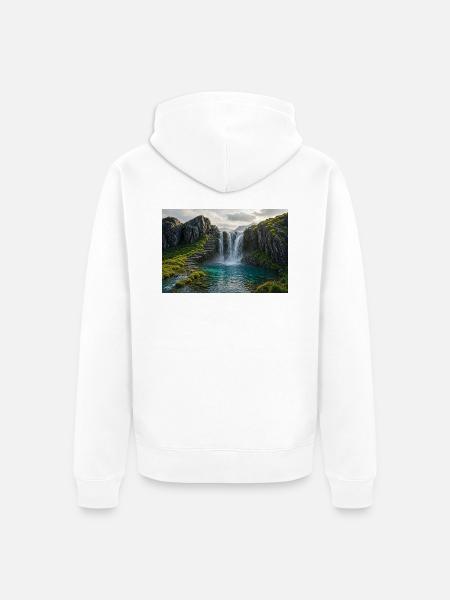 Wasserfallpfad - Unisex Premium Bio Zip Hoodie - Weiß