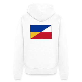 Ukraine-Polnische Flagge – Ukrainische und Polnische Einheit - Unisex Premium Bio Zip Hoodie - Weiß - Hinten - Thijin (182cm)