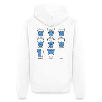 Opinions - Unisex Premium Bio Zip Hoodie - Weiß - Hinten - Thijin (182cm)