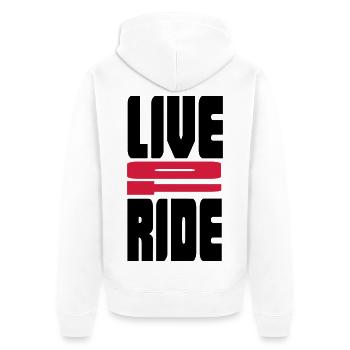 biker - Unisex Premium Bio Zip Hoodie - Weiß - Hinten - Thijin (182cm)