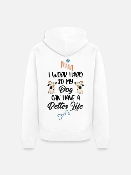 Hond Speel Joie de vivre Motief - Uniseks Premium bio ziphoodie - wit