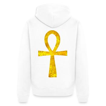 Symbole: Anch leuchtend (altes Ägypten) - Unisex Premium Bio Zip Hoodie - Weiß - Hinten - Thijin (182cm)