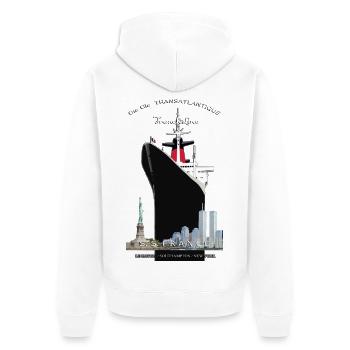 LINER FRANKREICH NEW YORK Louis RUNEMBERG © Adagp - Unisex Premium Bio Zip Hoodie - Weiß - Hinten - Thijin (182cm)