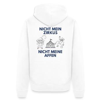 Nicht mein Zirkus Nicht meine Affen - Unisex Premium Bio Zip Hoodie - Weiß - Hinten - Thijin (182cm)