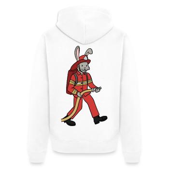 Fire brigade rabbit / rabbit firefighter - Unisex Premium Organic Zip Hoodie - white - Back - Thijin (182cm)