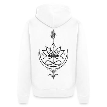 Lotus Lotusblume Yoga Pfeil - Unisex Premium Bio Zip Hoodie - Weiß - Hinten - Thijin (182cm)
