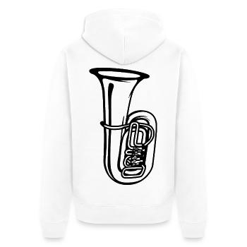 Tuba Zeichnung - Unisex Premium Bio Zip Hoodie - Weiß - Hinten - Thijin (182cm)