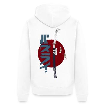 Katana - Unisex Premium Bio Zip Hoodie - Weiß - Hinten - Thijin (182cm)