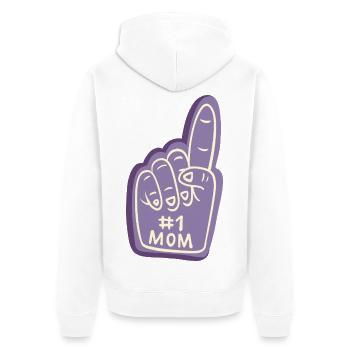 #1 Mom – Coole Fanhand Illustration - Unisex Premium Bio Zip Hoodie - Weiß - Hinten - Thijin (182cm)