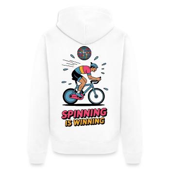 Spinn Is Winning – Retro Trainer - Unisex Premium Bio Zip Hoodie - Weiß - Hinten - Thijin (182cm)