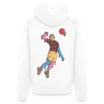 Volleyball Spieler Eiscreme Kinder Volleyballer - Unisex Premium Bio Zip Hoodie - Weiß - Hinten - Thijin (182cm)