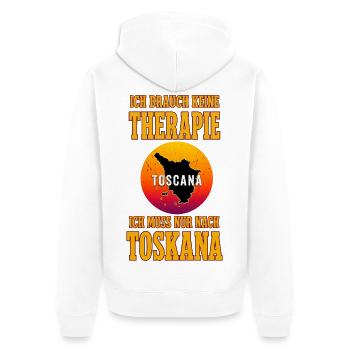 Ich brauche keine Therapie ich muss nach Toskana - Unisex Premium Bio Zip Hoodie - Weiß - Hinten - Thijin (182cm)