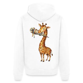 Süße Giraffe zum Schulanfang mit Schultüte - Unisex Premium Bio Zip Hoodie - Weiß - Hinten - Thijin (182cm)