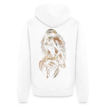 Falknerei Falkner - Unisex Premium Bio Zip Hoodie - Weiß - Hinten - Thijin (182cm)