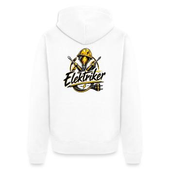 Elektriker Power Icon - Unisex Premium Bio Zip Hoodie - Weiß - Hinten - Thijin (182cm)