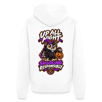 RobVibe Wildclub – Halloween-Hexeneule - Unisex Premium Bio Zip Hoodie - Weiß - Hinten - Thijin (182cm)
