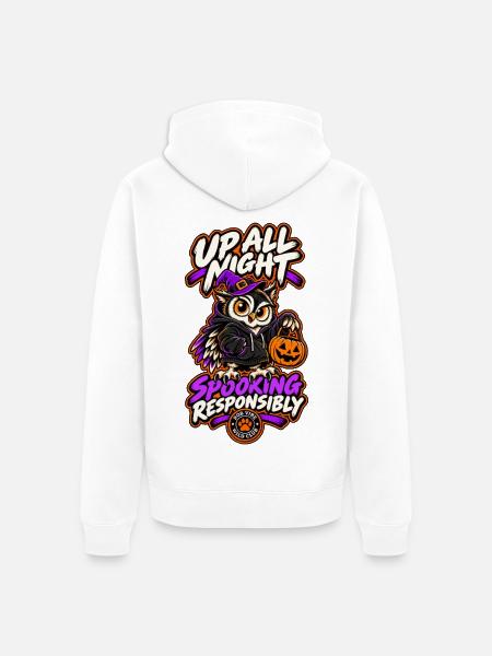 RobVibe Wildclub – Halloween-Hexeneule - Unisex Premium Bio Zip Hoodie - Weiß