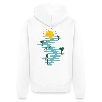 Sonne & Meer - Unisex Premium Bio Zip Hoodie - Weiß - Hinten - Thijin (182cm)