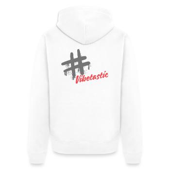 Vibetastic hatch tag slogan - Unisex Premium Organic Zip Hoodie - white - Back - Thijin (182cm)