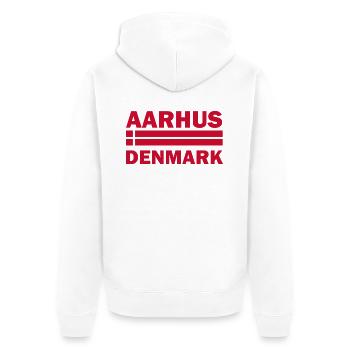 Aarhus Dänemark Stadtflagge - Unisex Premium Bio Zip Hoodie - Weiß - Hinten - Thijin (182cm)