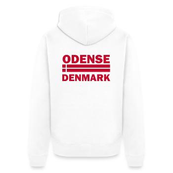 Odense, Dänemark Gestreifte Flagge - Unisex Premium Bio Zip Hoodie - Weiß - Hinten - Thijin (182cm)