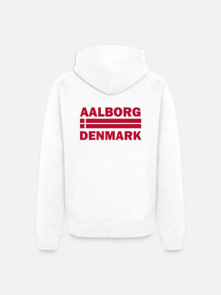 Aalborg-Dänemark-Flaggenmotiv - Unisex Premium Bio Zip Hoodie - Weiß