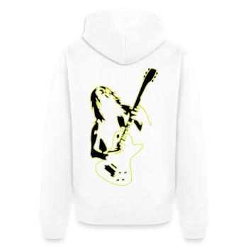 Rock' Roll is life ✔ - Unisex Premium Bio Zip Hoodie - Weiß - Hinten - Thijin (182cm)