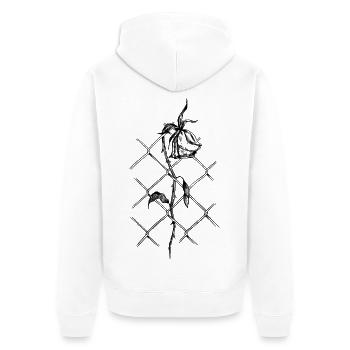 Fleur de dépassement : Rose en treillis métallique - Veste à capuche bio Premium Unisexe - blanc - Dos - Thijin (182cm)